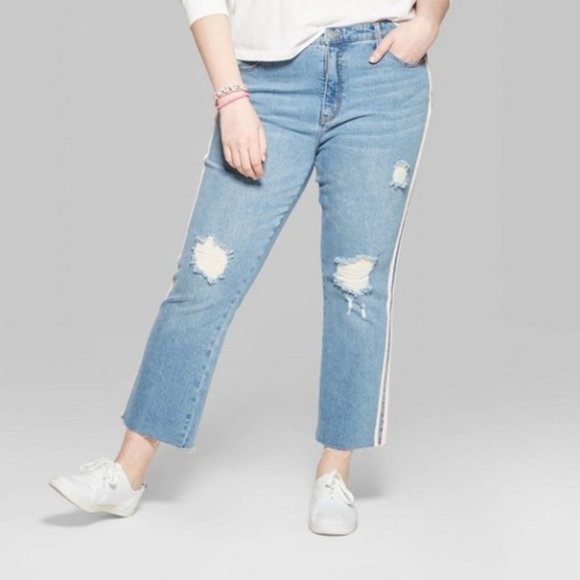 wild fable Denim - Wild Fable High-Rise Kick Flare Pink Stripe NEW